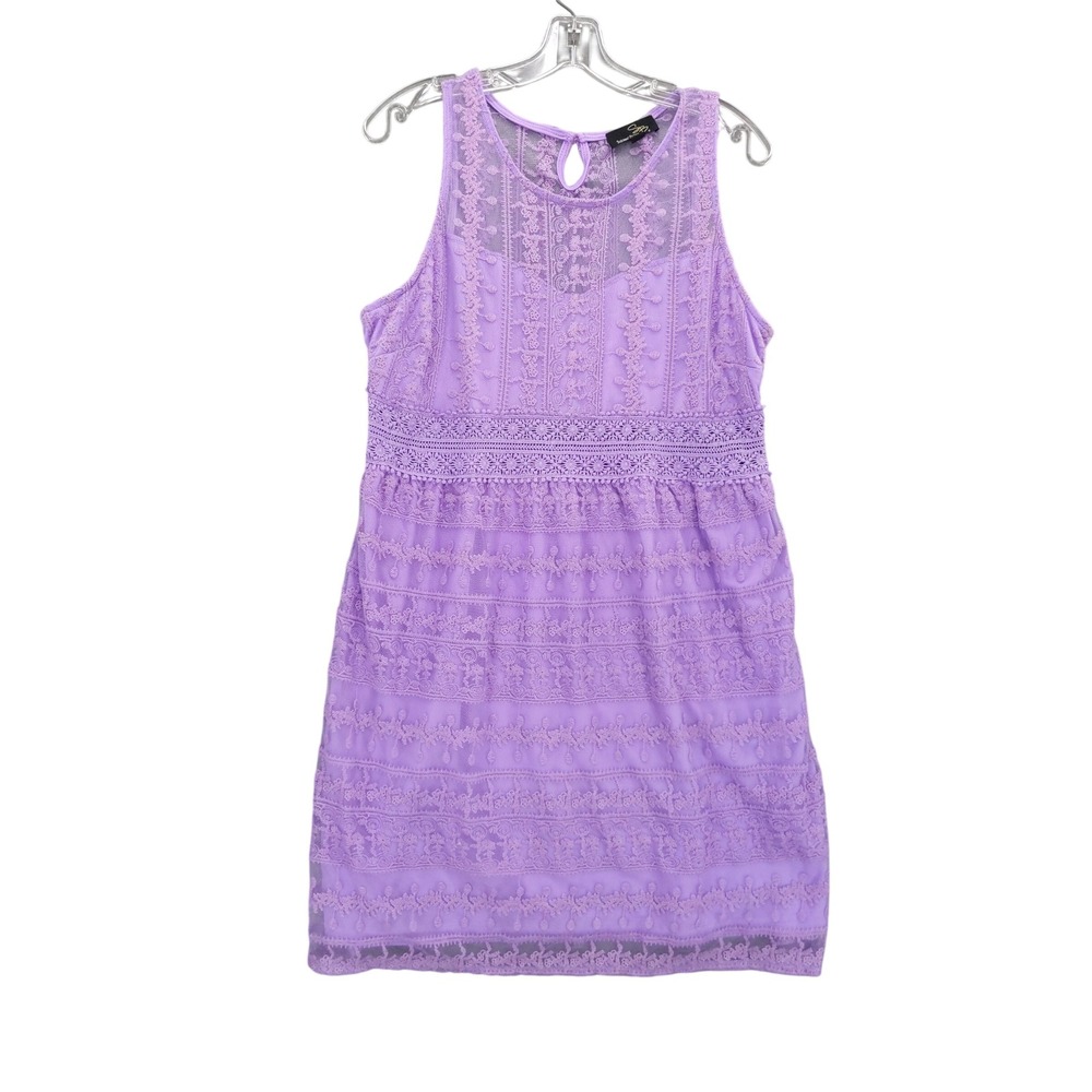 Suzanne Betro Lace‎ Dress Sleeveless Purple Party Cocktail Dress Size L